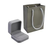 AMANDELIZABE Velluto Scatola di Gioielli per Anelli Orecchini Collana Braccialetti Confezione Regalo per Nozze Fidanzamento Double Ring Jewelry Box incontro Borsa tote dello stesso colore