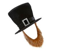 amangul Cappello da pirata con barba attaccata, accessorio morbido per costume per feste di Halloween, taglia adulto 55-60 cm circonferenza della testa (marrone)
