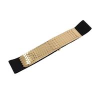 amangul Cintura, donna squame di pesce texture ampia cintura in vita elegante corda elastica l cintura in vita donna vestito camicia corsetto a vita larga, Oro, Length 65Cm, Width 4.6Cm