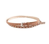 amangul Cintura in vita, cintura borchiata con rivetti per donna cintura a doppio anello alla moda fibbia stretta cintura jeans pantaloni cintura accessori donna, Cammello, Length (Cm): 173Cm