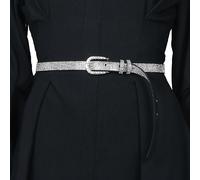 amangul Cintura in vita, con fibbia ad ardiglione, color argento, per discoteca, vestito, da donna, formale, regolabile, Fibbia ovale, Belt Length About 102Cm Width About 3Cm