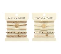 amangul Confezione da 10 braccialetti elastici per capelli per donne e ragazze, corda per coda di cavallo, per capelli ricci e lunghi (fagiolo bianco e shall)