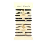 amangul Confezione da 10 braccialetti elastici per capelli per donne e ragazze, corda per coda di cavallo, per capelli ricci e lunghi (cachi e nero)