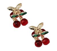 amangul Confezione da 2 piccole ciliegie con strass, eleganti fermagli per capelli con impugnatura in metallo, per donne e bambini, da indossare tutti i giorni (colore trasparente)