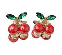 amangul Confezione da 2 piccole ciliegie con strass, eleganti fermagli per capelli con impugnatura in metallo, per donne e bambini, da indossare tutti i giorni (colore reale)