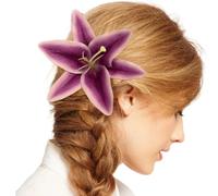 amangul Elegante fermaglio per capelli a forma di gigli con clip in metallo antiscivolo, da donna, con fiore in resina, accessorio alla moda per acconciature (come mostrato)