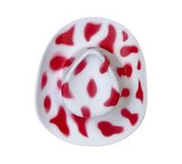 amangul Fermaglio per capelli a forma di piccolo cappello da cowgirl, accessorio per capelli da sposa, feste in maschera, decorazione per acconciature (mucca bianca e rossa)