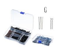 amangul Kit di forcine per capelli laterali con forcina in ferro e fasce elastiche per capelli da donna, vari stili di capelli, strumento per intrecciare con scatola (set da 2)