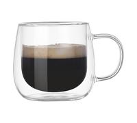 amangul Tazza da caffè espresso per cappuccini, 250 ml, a doppia parete, con manico, in vetro borosilicato, lavabile in lavastoviglie, a doppia parete