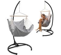 AMANKA Poltrona sospesa con telaio per esterni, 210 cm, con poltrona relax XL, altalena da giardino per adulti, sedia a dondolo, sedia a dondolo da giardino, balcone