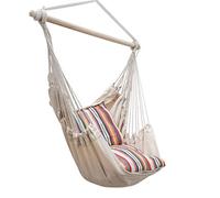 AMANKA Sedia Sospesa con 2 Cuscini Reversibili - Beige - Altalena da Esterno Balcone Giardino