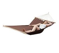 AMANKA XXL Larga Amaca di Cotone 200x120cm per 2 Persone con Barre Marrone