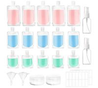 AMANMAN Sacchetti da Viaggio 23 Pezzi Sacchetto di Imballaggio Vuoto in Plastica Trasparente 30/50/100ml Contenitori Portatili da Viaggio con Barattoli Cosmetici per Lozione Shampoo Crema Viso Liquidi