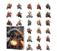 Amante Dei Cani Avvento Di Natale 2025,24 Giorni 2D Decorazione Acrilico Calendario Conto Indietro,Cane Bello Cavalcando Moto - Per Famiglia Bambini Adulti Specchio Retrovisore