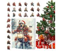 Amante Dei Cani Avvento Natale 2025,2D Decorazione Acrilico Calendario Conto Indietro 24 Giorni - Natale Cane in Motocicletta,Per Famiglia Bambini Adulti Specchio Retrovisore