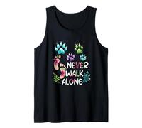 Amante dei Cani Never Walk a Alone Paw Dog Cat Flower Friends Canotta