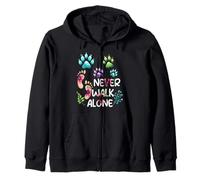 Amante dei Cani Never Walk a Alone Paw Dog Cat Flower Friends Felpa con Cappuccio