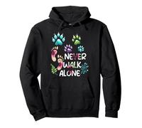Amante dei Cani Never Walk a Alone Paw Dog Cat Flower Friends Felpa con Cappuccio, Unisex per Adulti, Nero, XL