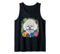 Amante dei Cani Sorridente Bichon Frise Fiori Floreale per Le Donne Canotta