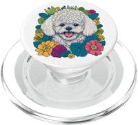 Amante dei cani Sorridente Bichon Frise Fiori Floreale per le Donne PopSockets PopGrip per MagSafe