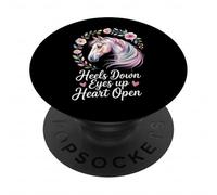 Amante dei Cavalli Equitazione Acquarello Floreale Arte Tacchi Giù PopSockets PopGrip Adesivo
