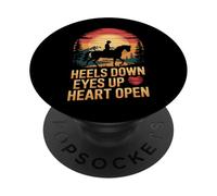 Amante dei Cavalli Equitazione Tramonto Tacchi Giù Occhi Up Cuore Aperto PopSockets PopGrip Adesivo