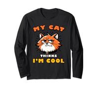 Amante dei felini Il Mio Gatto Pensa Che io Sia Figo Citazione Divertente Maglia a Manica