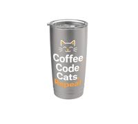 Amante dei gatti e programmatore routine quotidiana divertente Bicchiere termico in acciaio inox doppia parete