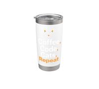 Amante dei gatti e programmatore routine quotidiana divertente Bicchiere termico in acciaio inox doppia parete