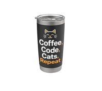 Amante dei gatti e programmatore routine quotidiana divertente Bicchiere termico in acciaio inox doppia parete