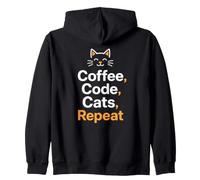 Amante dei Gatti e Programmatore Routine Quotidiana Divertente Felpa con Cappuccio