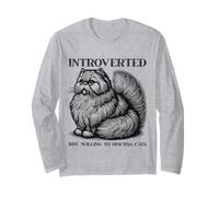 Amante dei gatti introverso divertente gatto carino per ragazze tranquille donne Maglia a Manica