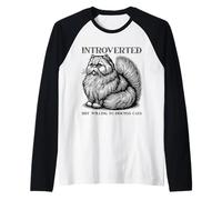 Amante dei gatti introverso divertente gatto carino per ragazze tranquille donne Maglia con Maniche Raglan