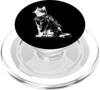 Amante dei gatti motivo animale samurai divertente PopSockets PopGrip per MagSafe
