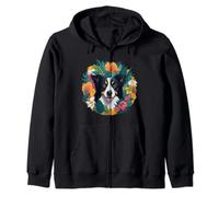 Amante del cane sorridente Border Collie fiori floreali per le donne Felpa con Cappuccio