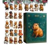 Amante Del Capibara Per L'Avvento Di Natale,Acrilico 2D 24 Giorni,Calendario Countdown Ornamento Capibara Festivo | Per Casa Albero Di Natale Auto Specchietto Retrovisore Parete Finestra Adulti Bambin