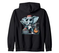 Amante della Musica con Chitarra Rock On Elephant Felpa con Cappuccio