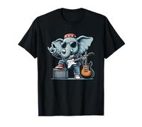 Amante della Musica con Chitarra Rock On Elephant Maglietta