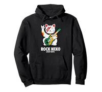 Amante della musica per chitarra Rock Neko Lucky Cat Felpa con Cappuccio