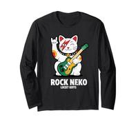Amante della musica per chitarra Rock Neko Lucky Cat Maglia a Manica