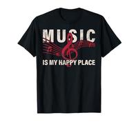 Amante della musica retrò vintage rock sulla musica è il mio posto felice Maglietta