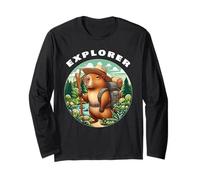 Amante della natura Cute Capybara Explorer con bastone da passeggio Maglia a Manica