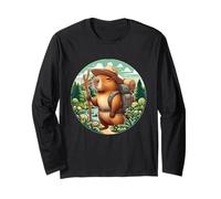 Amante della natura Cute Capybara Explorer con bastone da passeggio Maglia a Manica