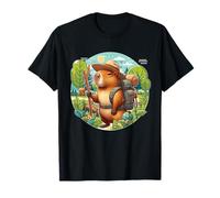 Amante della natura Cute Capybara Explorer con bastone da passeggio Maglietta