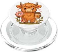 Amante delle ciambelle al caffè Highland Cow PopSockets PopGrip per MagSafe