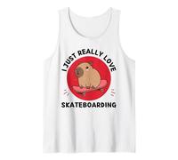 Amante Kawaii Capybara I Just Really Love Skateboarding Lover Canotta