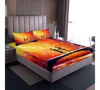 Amanti Tramonto Biancheria Da Letto Set per Ragazze Ragazzi Bambini Oceano Spiaggia Lenzuolo Con Angoli Tramonto Scenario Lenzuola Set Lenzuola Lenzuola Lenzuola Arancione Singolo 2 Pz