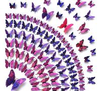 Amaonm 60 Pcs 5 Packages Beautiful 3D Butterfly Wall Decals Removable DIY Home Decorations Art Decor Wall Stickers & Murals for Babys Bedroom Tv Back