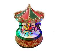 AMAPOLAS Carosello con Carillon e Suoni GIOSTRA con Cavalli a Dondolo Villaggio Musicale Decorazione Natalizia Grande 30x35 cm Giostrina Villaggio di Natale Luna Park Parco Giochi