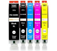 Amaprint 5 cartucce XL compatibili con Canon PGI-580 CLI-581 per Pixma TR7500 TR7550 TR8550 TS6100 TS6150 TS6151 TS6250 TS6251 TS6350 TS6351 TS705 TS9550 TS9551c
